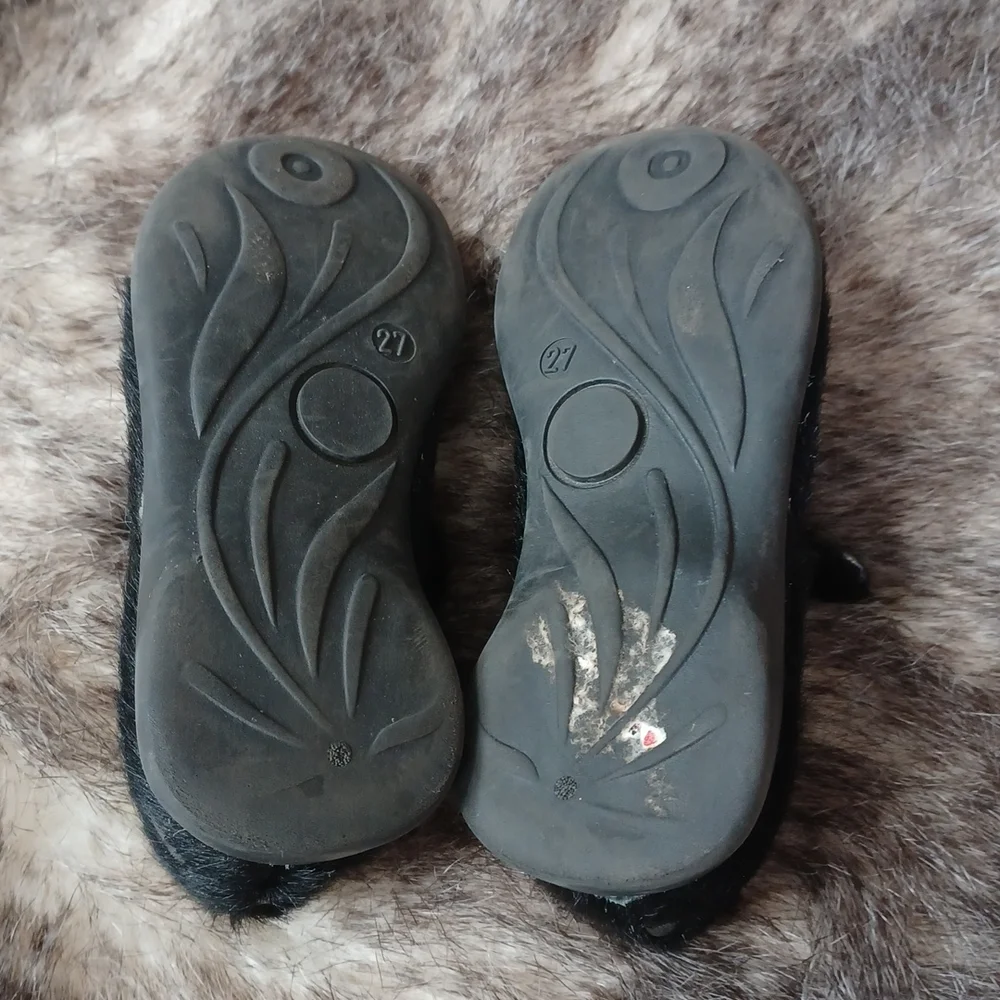 Kids real fur dress shoes